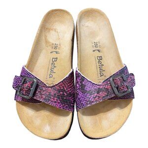 Betula Birkenstock purple snake print leather‎ buckle sandal 39EU women size 8